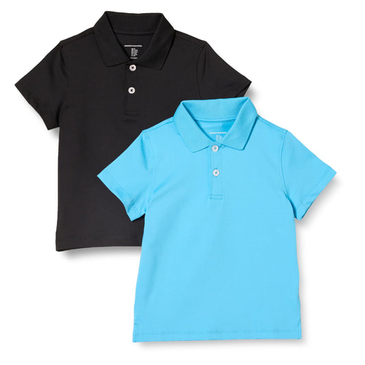 Essentials Boys and Toddlers' Active Performance Polo Shirts, Pack of 2